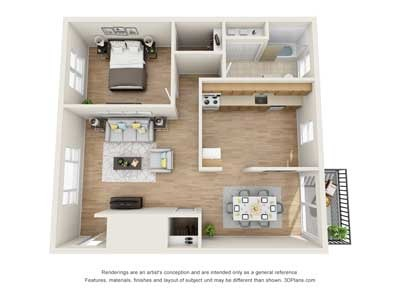 1-Bedroom Floorplan B