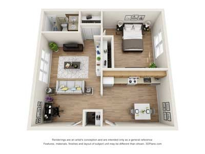 1-Bedroom Floorplan B