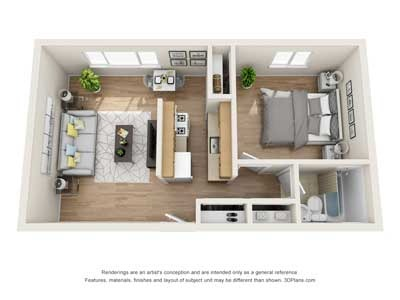 1-Bedroom Floorplan A