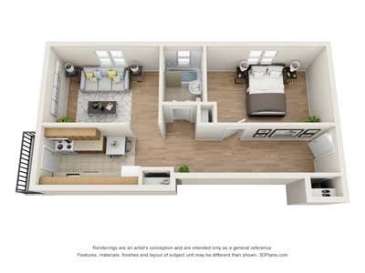1-Bedroom Floorplan A